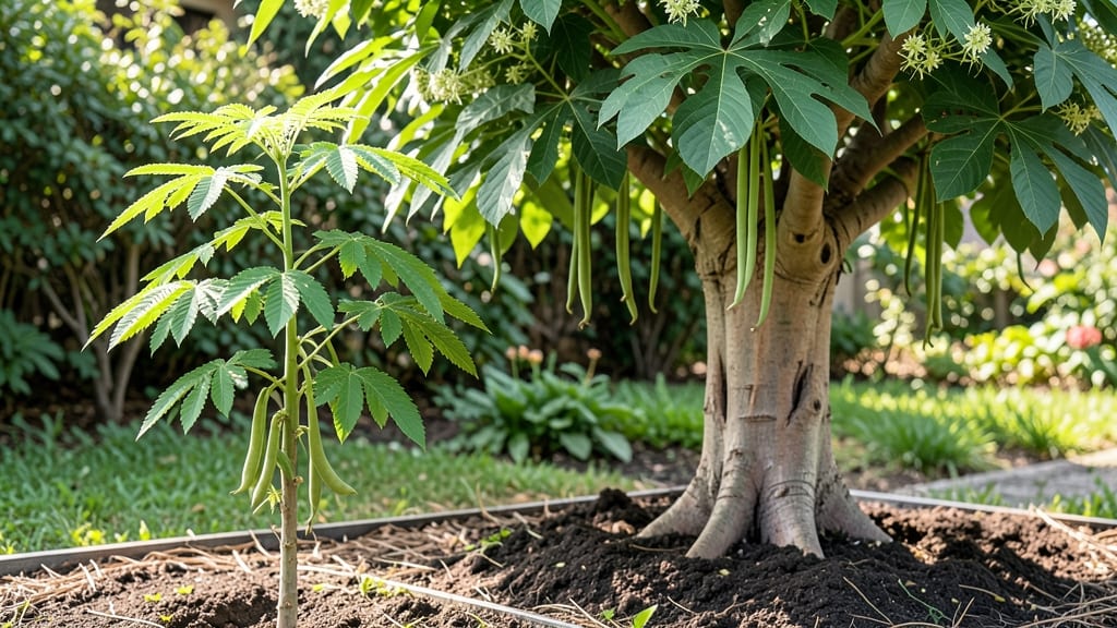 Moringa Tree Identification: Distinctive Leaf Shape and Velvety Seed Pods