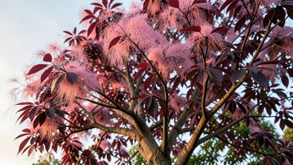 Pink Smoke Tree with Heart-Shaped Leaves