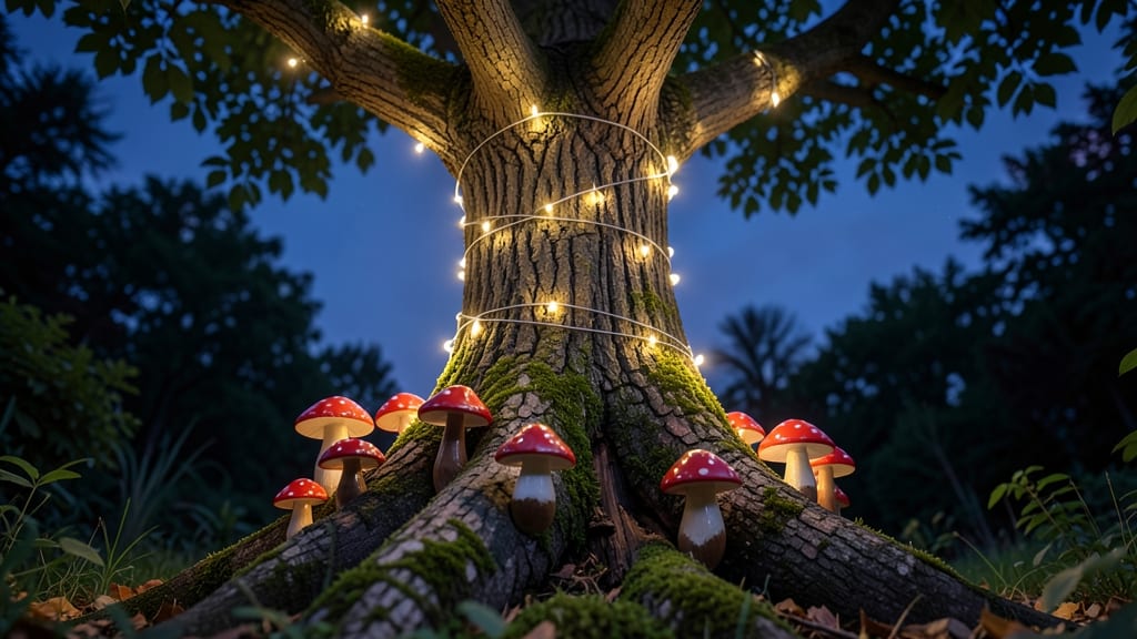 Toadstool Gnome Tree with Fairy Lights