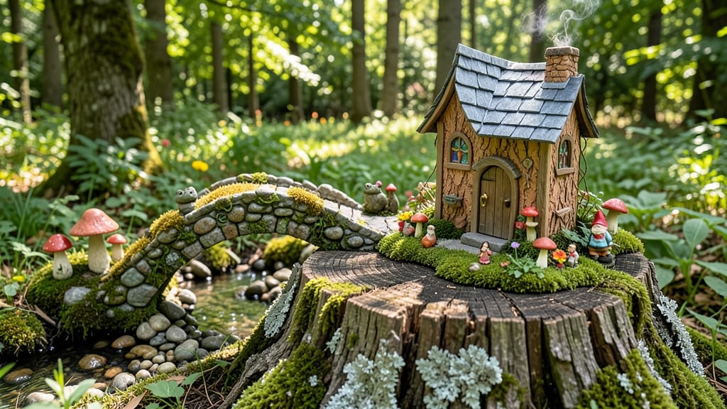 Tree Stump Gnome House Roof: Whimsical Fairy-Tale Topper for Garden Charm