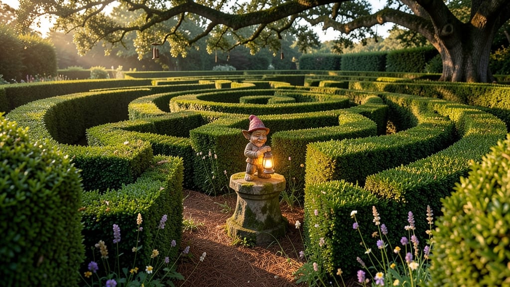 Hedge Maze Gnome Tree with Miniature Entrance
