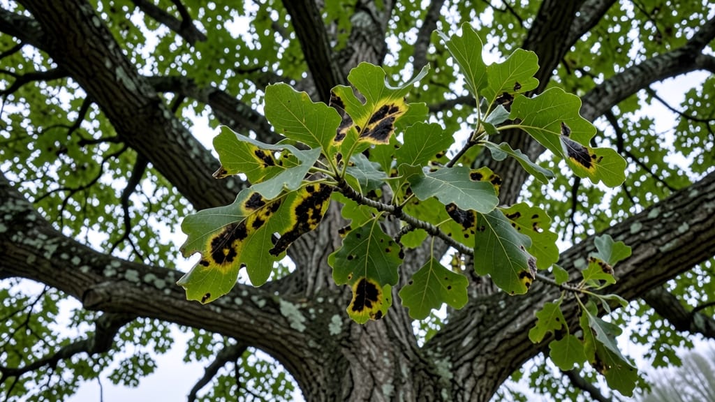 Anthracnose Fungus on Oak Leaves