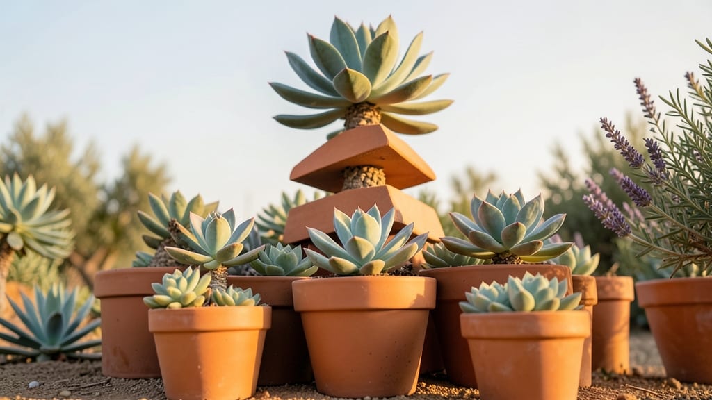 Succulent Gnome Tree with Terracotta Accents