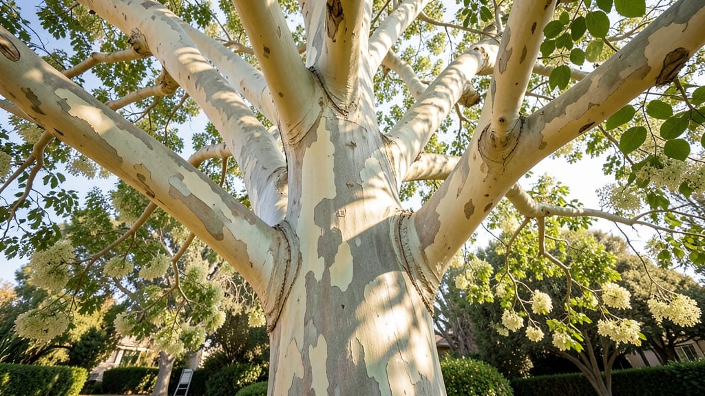 California Sycamore Tree With White Blossoms