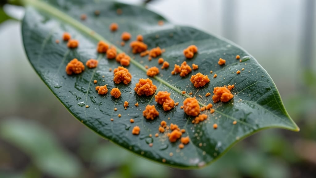Rust Fungus on Avocado Leaf Undersides