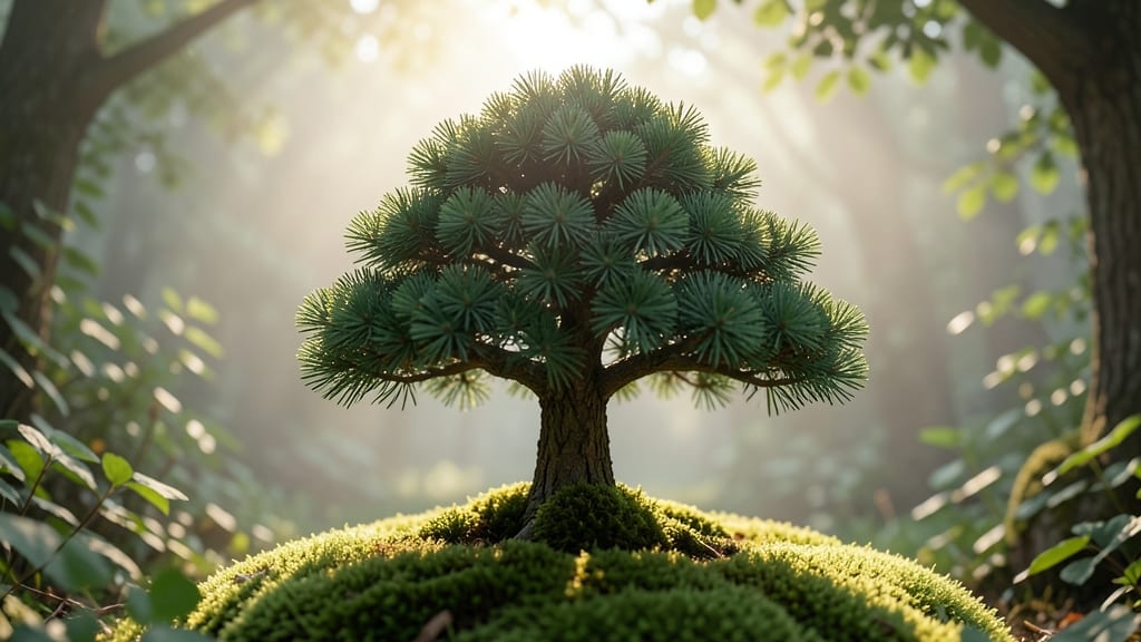 Dwarf Conifer Gnome Tree with Moss Base