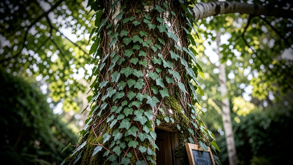 Ivy-Covered Gnome Tree with Hidden Pathway