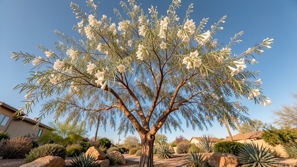 Desert Willow Tree Blooming White